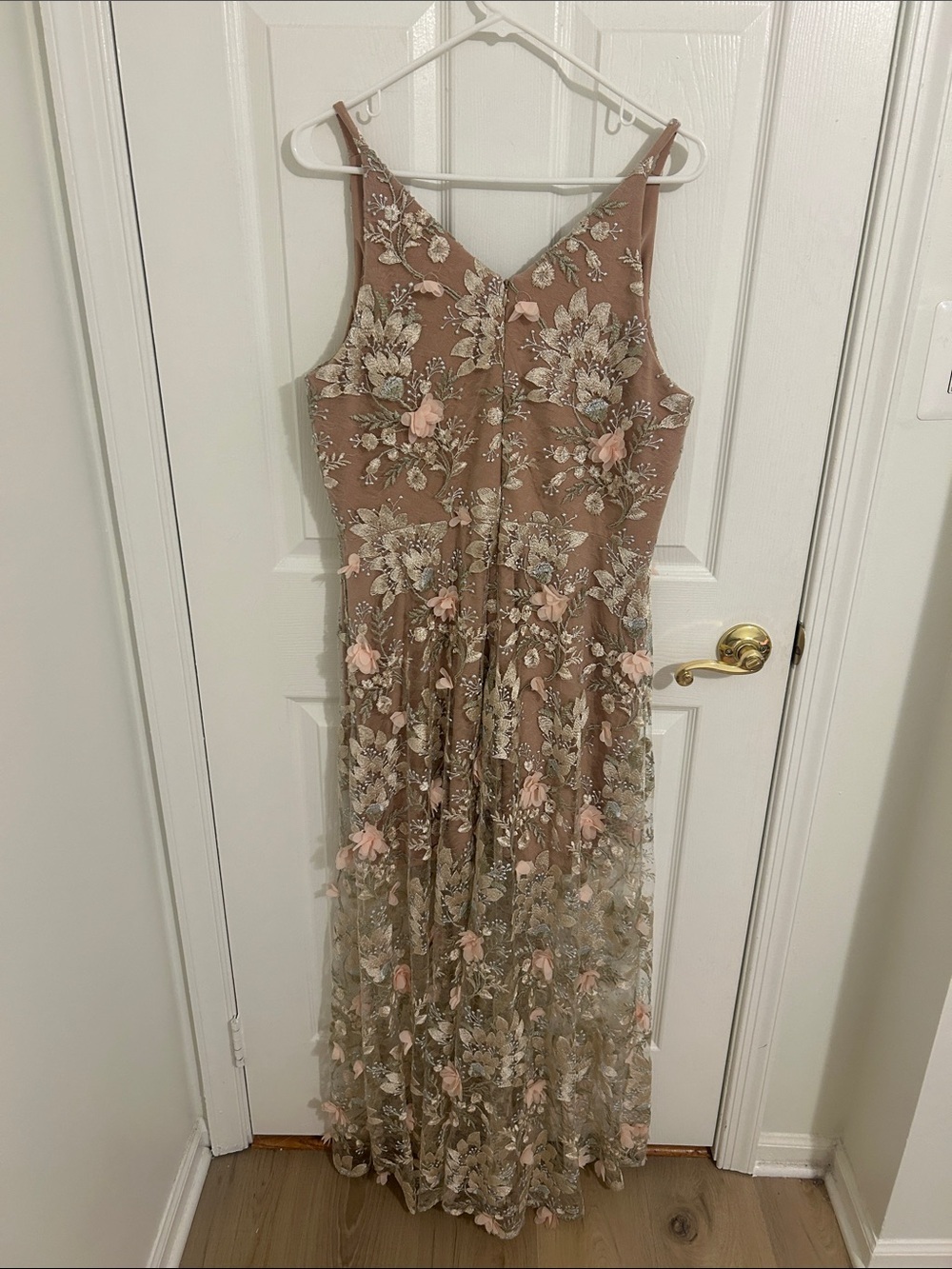 Dress The Population Sidney 3D Floral Appliqué Maxi Gown Pink Rose New Size XXL - Picture 11 of 16